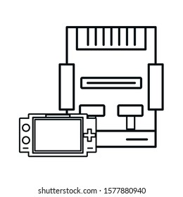 video game console with handle device vector illustration design