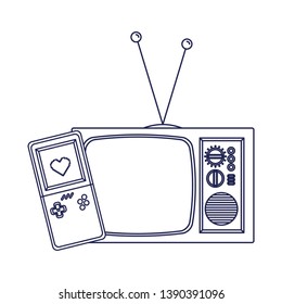 video game console handle and tv ninetys icon