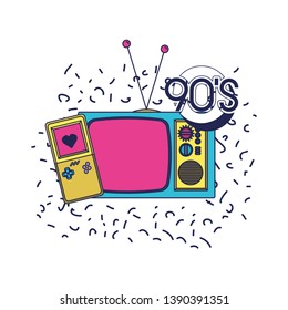 video game console handle and tv ninetys icon