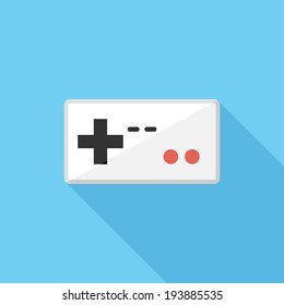 Video game console icon. Flat design style modern vector illustration. Isolated on stylish color background. Flat long shadow icon. Elements in flat design.