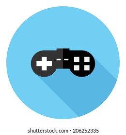Video game console icon. Flat design style modern vector illustration. Isolated on stylish color background. Flat long shadow icon. Elements in flat design.