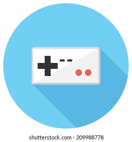 Video game console icon. Flat design style modern vector illustration. Isolated on stylish color background. Flat long shadow icon. Elements in flat design.