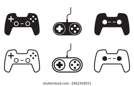 Video iconos de la consola de juegos establecidos. Conjunto de símbolos de Vector plano. sobre fondo blanco.