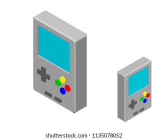 Video game console. Isolated on white background. 3d Vector illustration. Isometric projection.