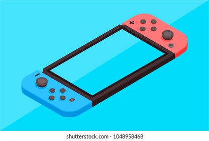 Video game console. Isometric gamepad vector illustration