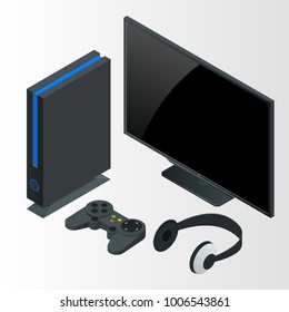 Video Game Console Isometric Vector Illustration