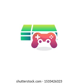 Video game console and joystick flat icon, vector sign, colorful pictogram isolated on white. Symbol, logo illustration. Flat style design