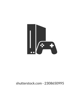 Video game console with joystick icon isolated on white background. Vector