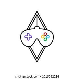 video game console joystick theme logo template vector