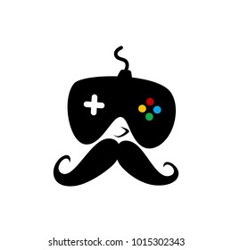 video game console joystick theme logo template vector