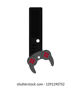 Video game console with a joystick. Vector illustration design