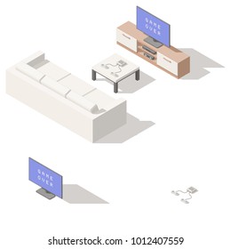 Video game console lowpoly isometric icon set vector graphic illustration