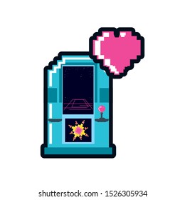 video game console with pixelated heart vector illustration design