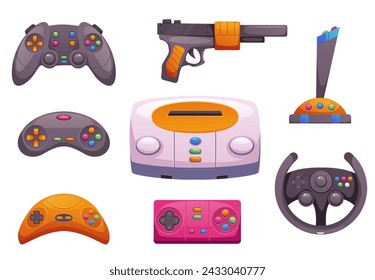 Video game console retro controller isolated set. Vector graphic design illustration