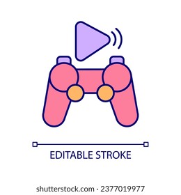 Video game console RGB color icon. Esports player equipment. Electronic device. Digital entertainment. Isolated vector illustration. Simple filled line drawing. Editable stroke. Arial font used