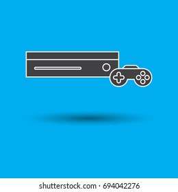 Video Game console sign symbol icon - flat design with shadow 