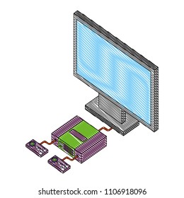 video game console with tv isometric