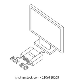 video game console with tv isometric