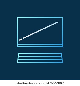 Video Game Console with TV vector concept colored linear icon on dark background 
