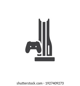 Video game console vector icon. filled flat sign for mobile concept and web design. Gamepad and console glyph icon. Symbol, logo illustration. Vector graphics