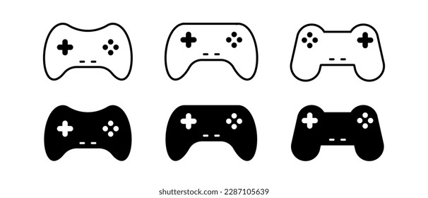 Juego de iconos vectoriales de consola de videojuegos. Símbolo del controlador de juegos. Logo de GamePad