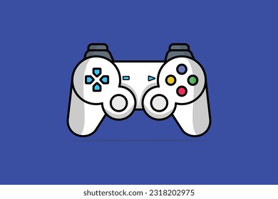 Video Game Console vector illustration. Sports gaming objects icon concept. Joystick gamepad game console or game controller vector design with shadow on blue background.