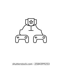 Video game contest icon black and white vector outline sign