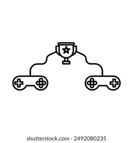 Video juego concurso icono marca de logotipo lineal en blanco y negro