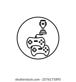 Video game contest icon vector outline logo sign