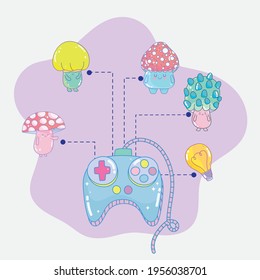 caricatura de botones de control de videojuegos