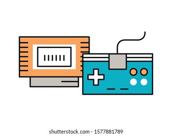 video game control and cartbridge vector illustration design