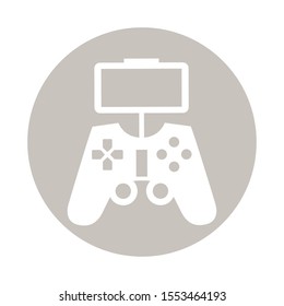 video game control with display handle icon vector illustration design