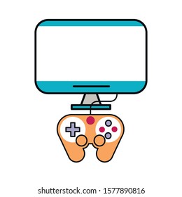 video game control with display handle icon vector illustration design