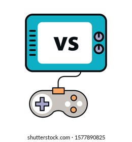 video game control with display handle icon vector illustration design