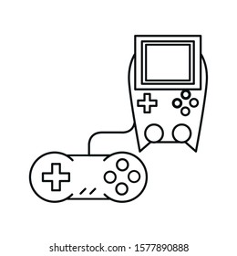 video game control with display handle icon vector illustration design