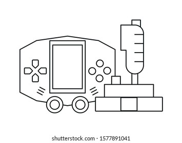 video game control with display handle icon vector illustration design