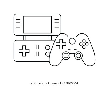 video game control with display handle icon vector illustration design