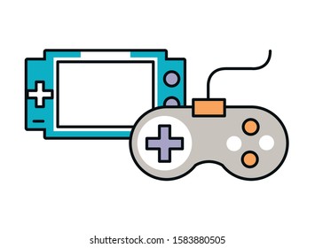video game control with display handle icon vector illustration design