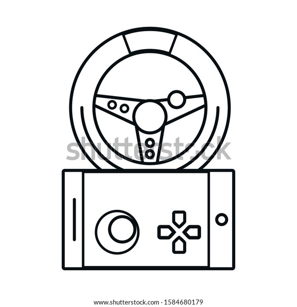 video game control handle with car wheel vector\
illustration design