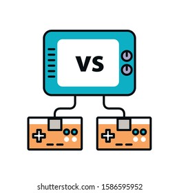 video game control handle with display tv vector illustration design