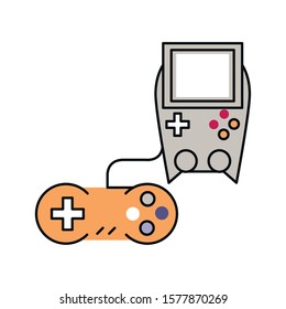 video game control handle with portable console vector illustration design