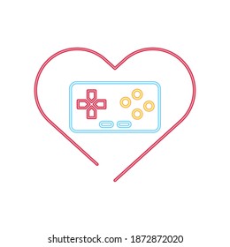 video game control in heart neon style icon vector illustration design