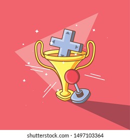 video game control joystick and trophy cup