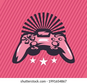 video game control over pink background