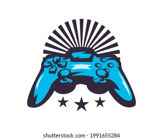 video game control with stars retro style