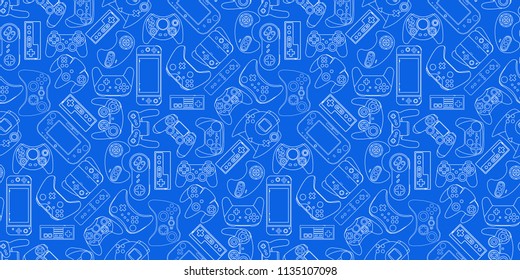 Video game controller background Gadgets and devices seamless pattern Eps10 vector