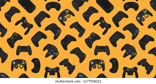 Video game controller background Gadgets and devices seamless pattern 