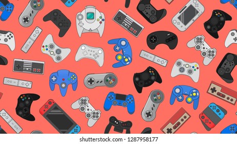 Video Game Controller Gamepad Background Gadgets Stock Illustration ...