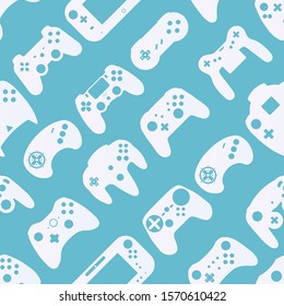 Video game controller background Gadgets and devices seamless pattern Coral Blue color Eps10 vector