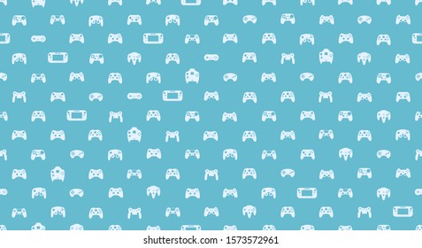 Video game controller background Gadgets and devices seamless pattern Coral Blue color Eps10 vector